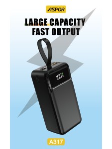 Aspor 30000mAh Fast Charging Power Bank with 3 Cables (6M)